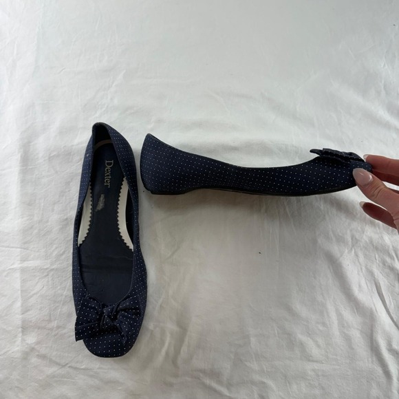 Dexter Shoes - Dexter Navy Blue Polka Dot Ballet Flats Bow Womens 7.5 Y2k Retro Ballet Twee